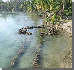 Polynesische Fischfalle auf Huahine